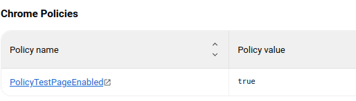 A screenshot of the PolicyTestPageEnabled policy.